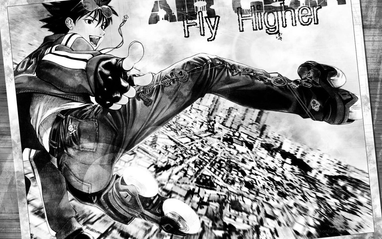 anime character flying high