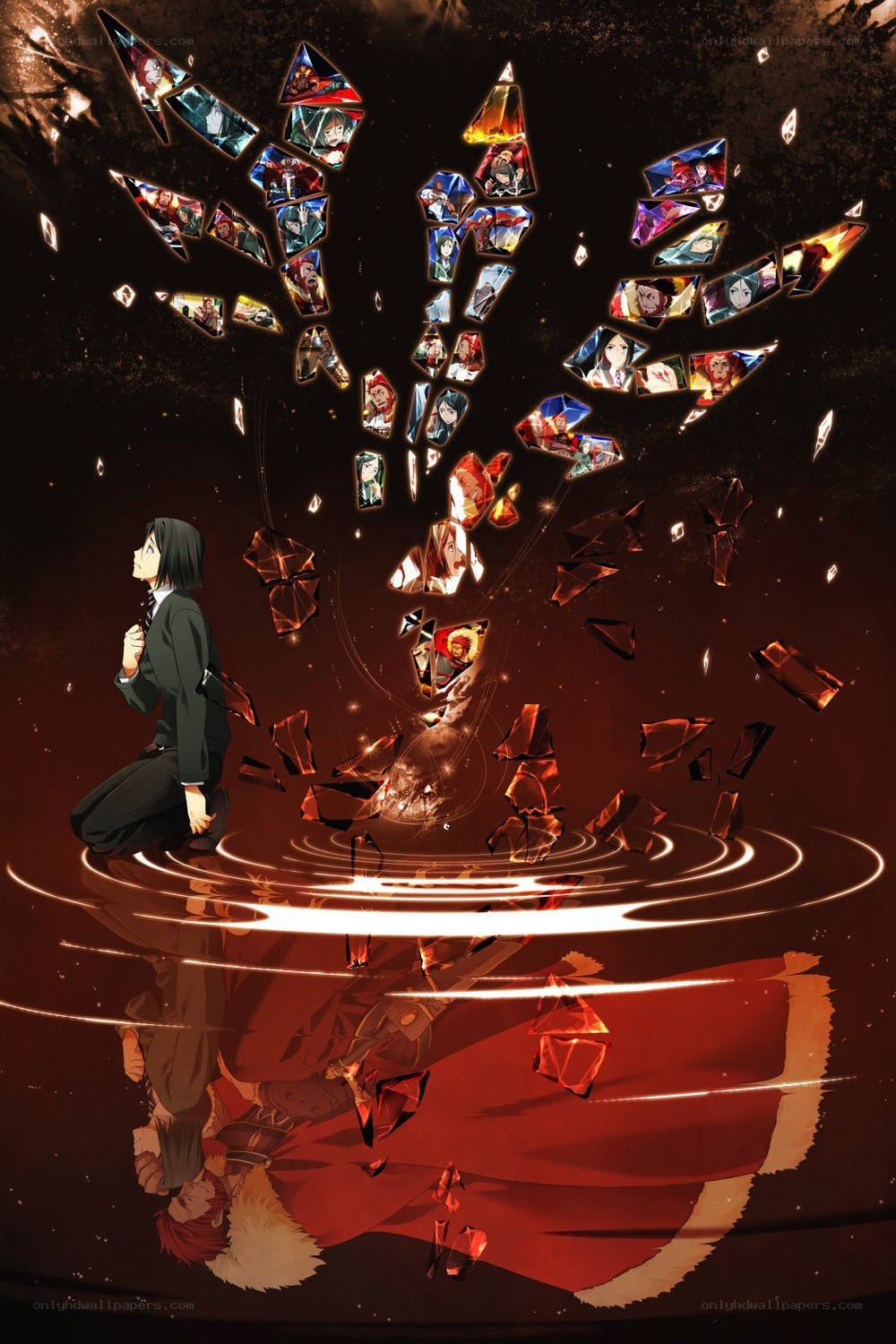 Anime character fragments in a tree