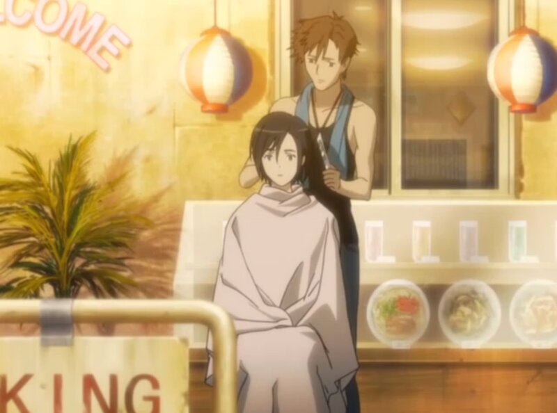 Anime Character Getting Haircut — Yellow