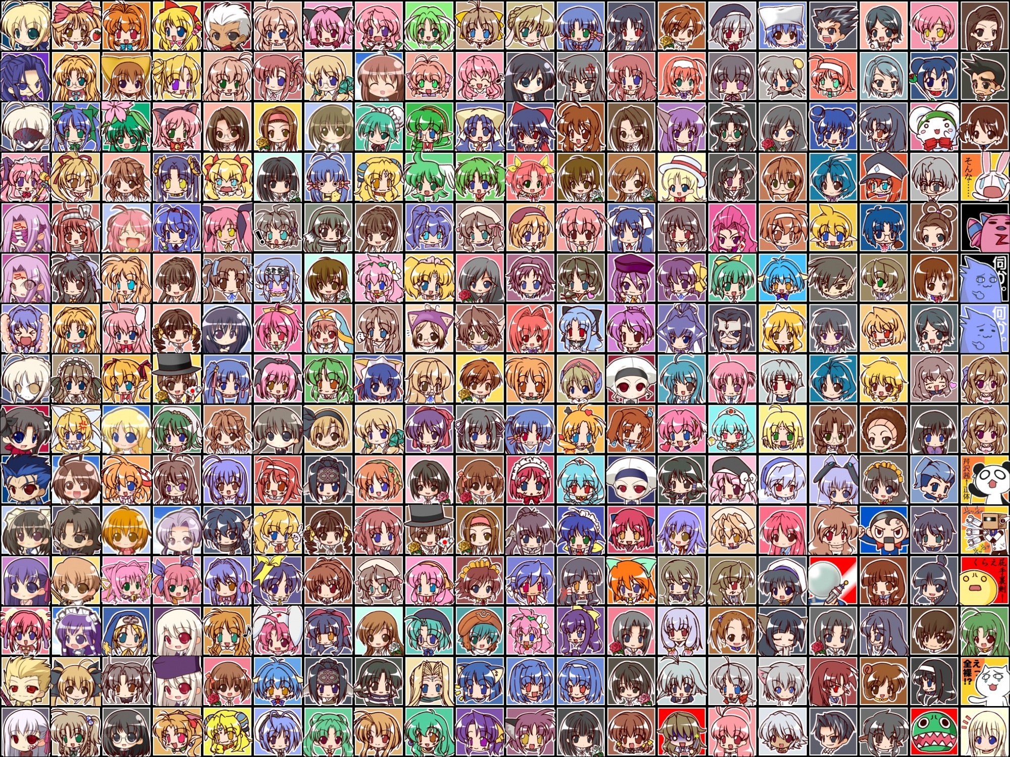Anime character grid collage