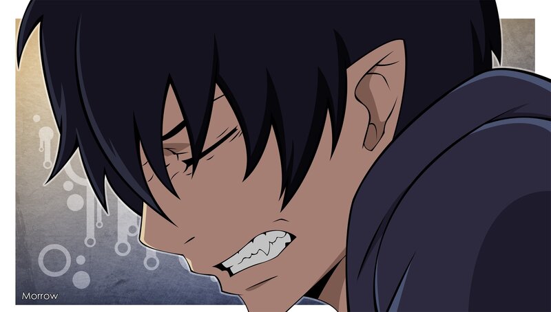 Anime Character Grimacing — Black