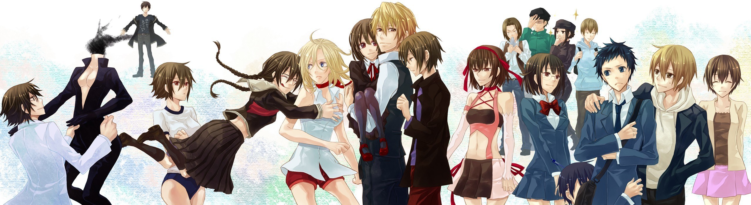 Anime character group illustration