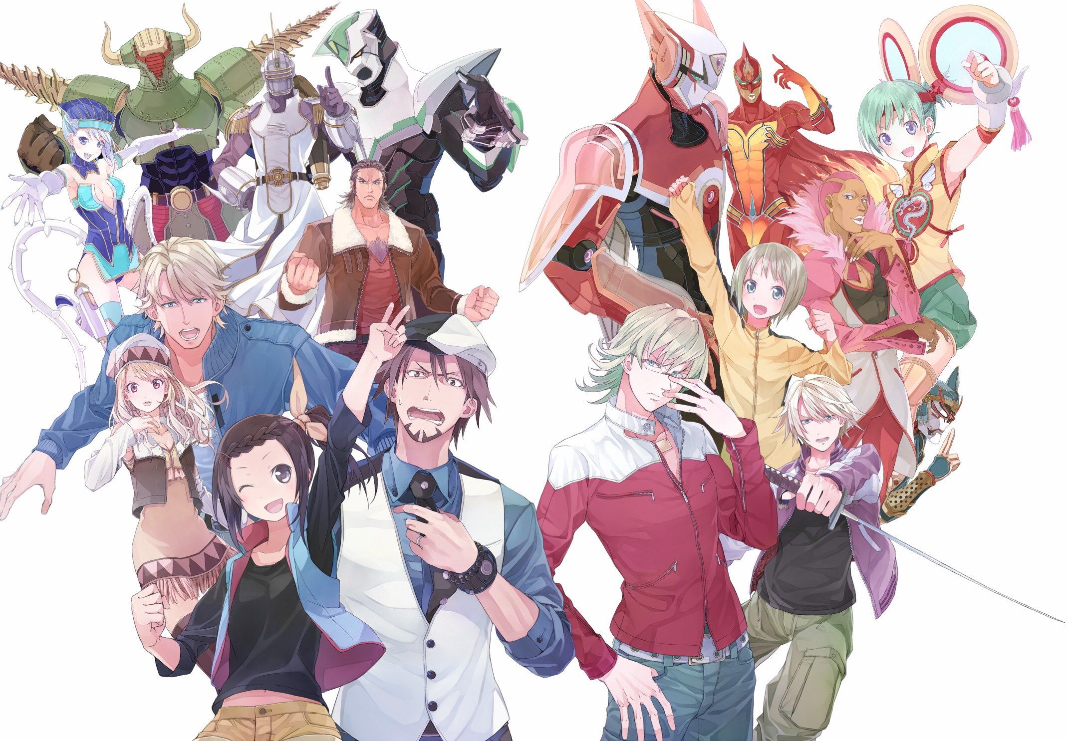 Anime character group illustration