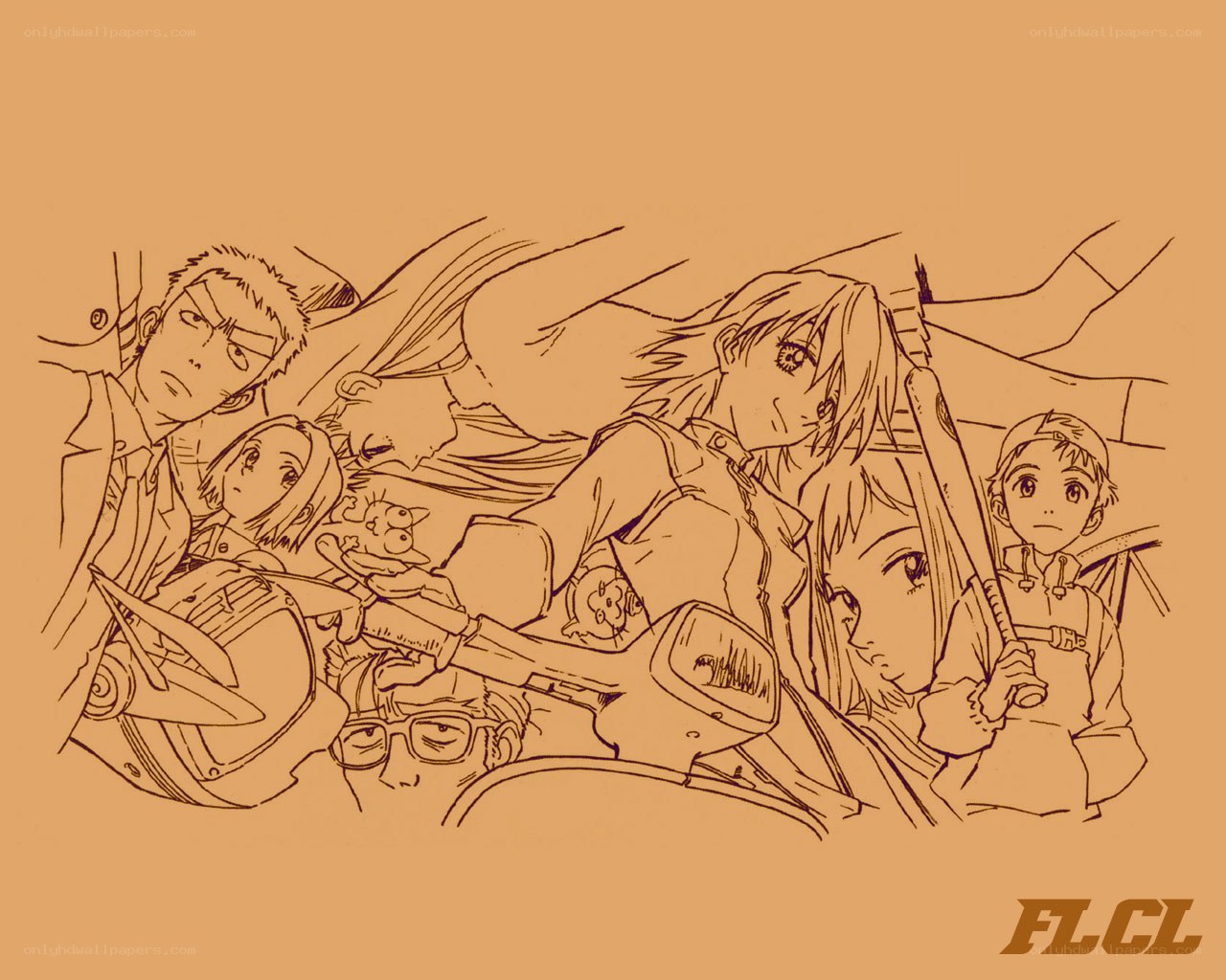 anime character group sketch