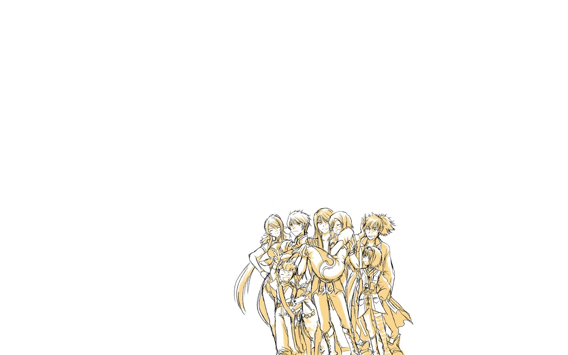 anime character group sketch