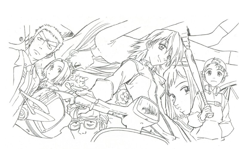 anime character group sketch
