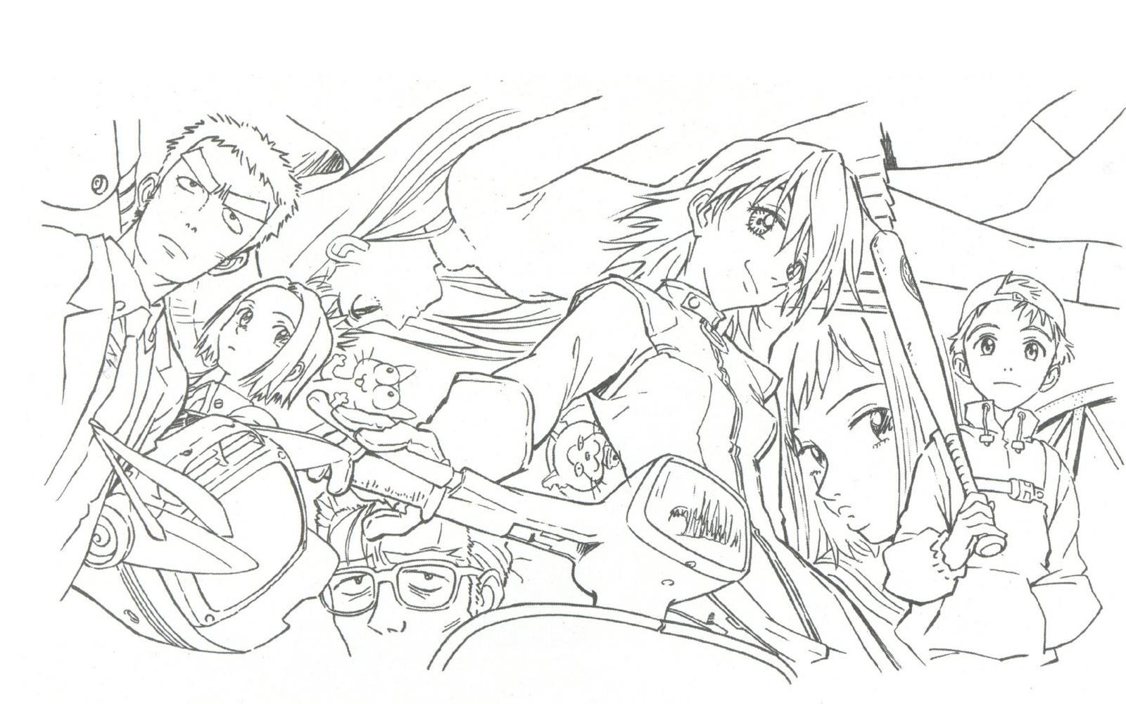 anime character group sketch