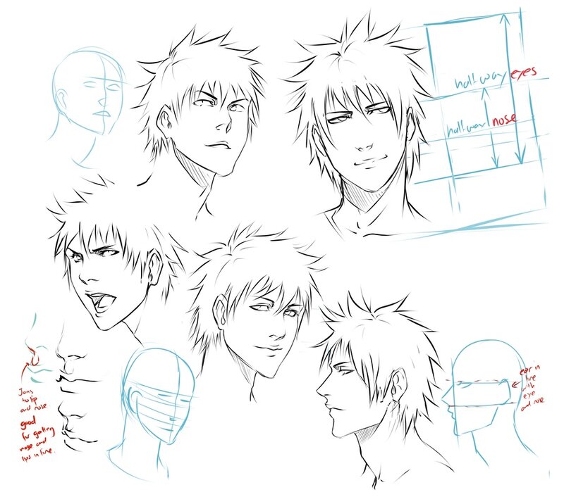Anime Character Head Studies