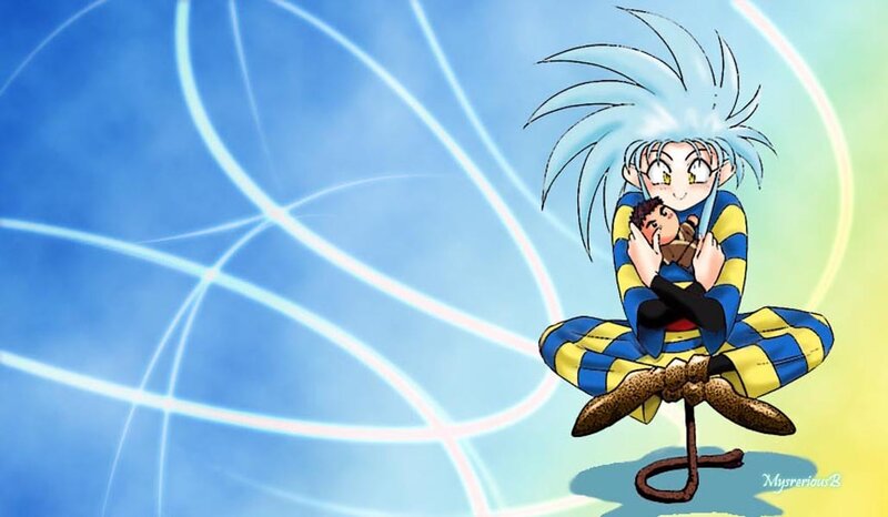 anime character holding a baby