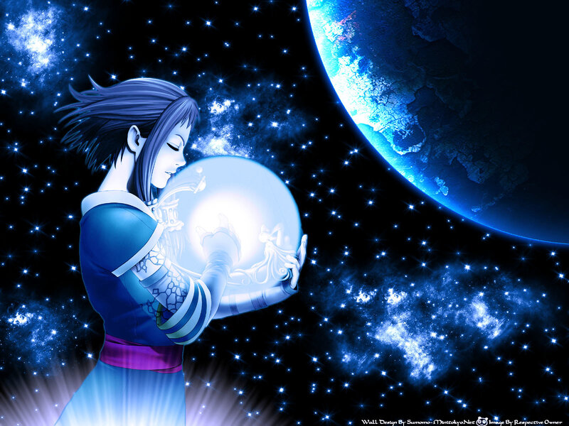 Anime character holding a glowing orb