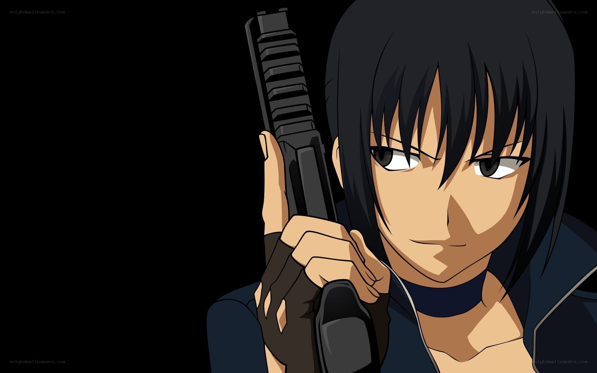 anime character holding a gun