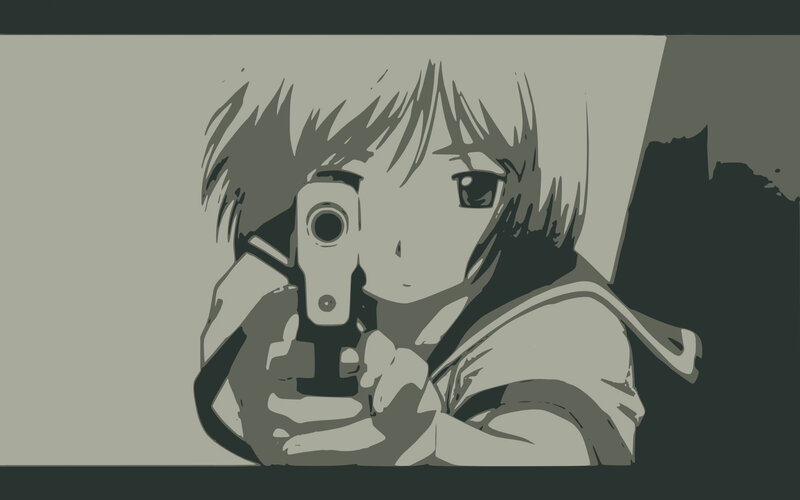 anime character holding a gun