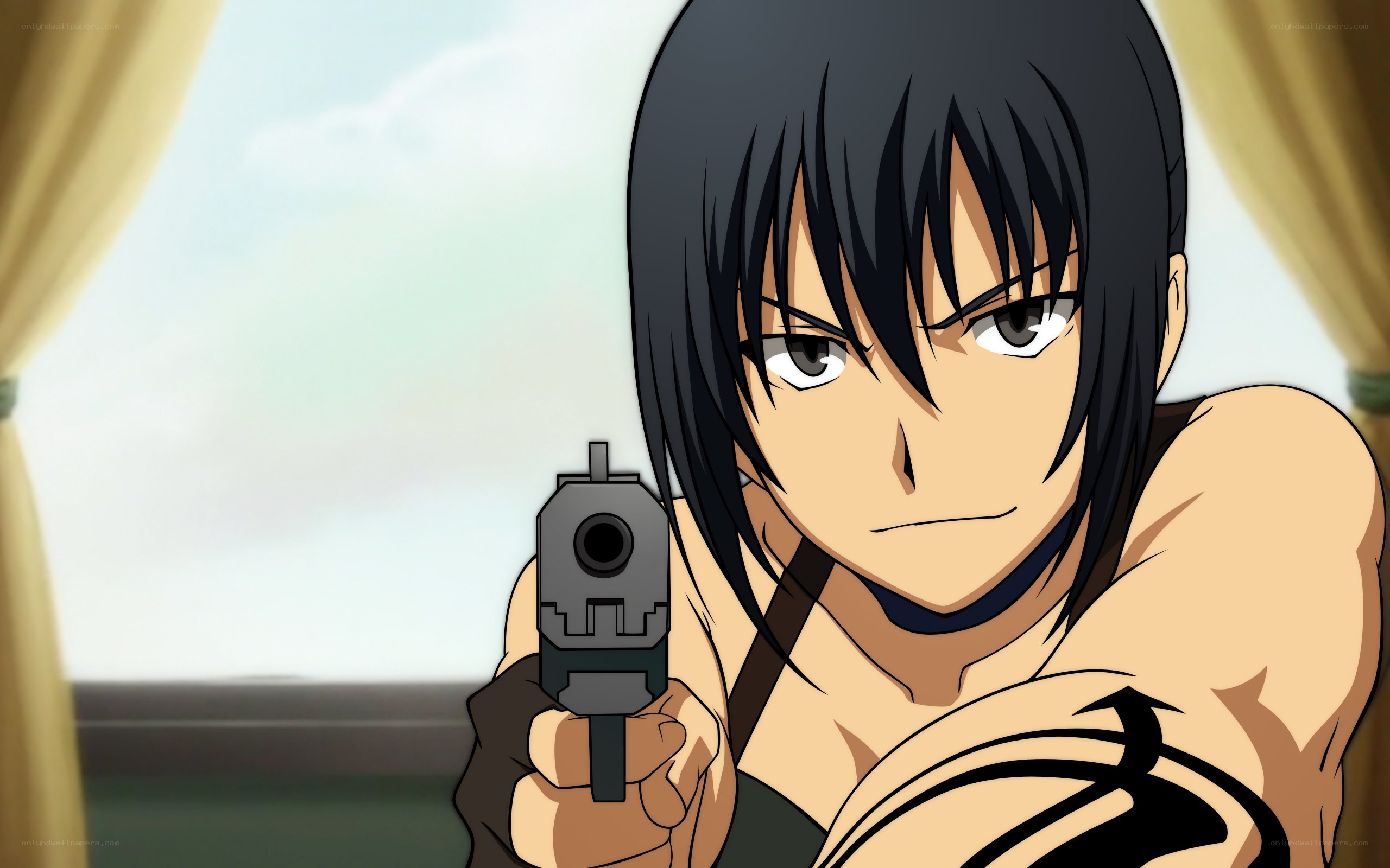 anime character holding a gun