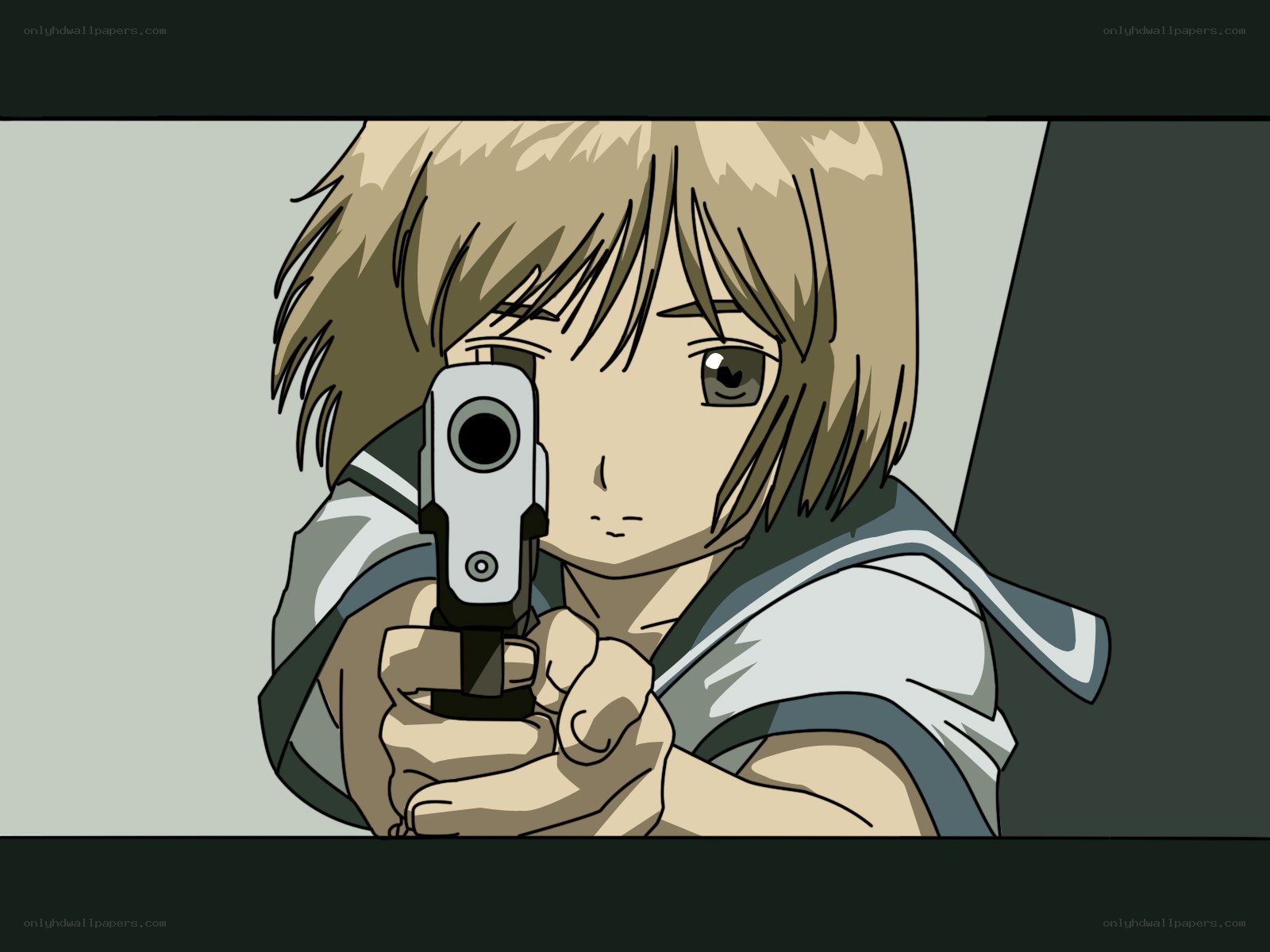 anime character holding a gun