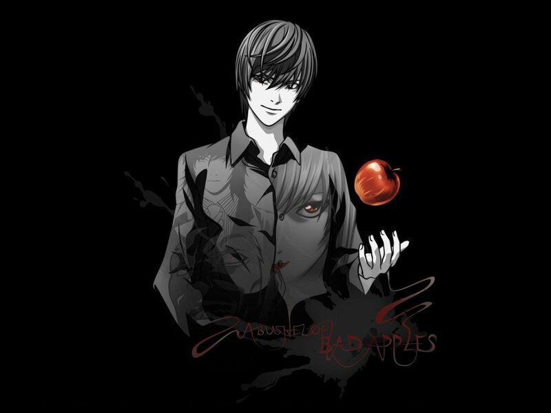 Anime Character Holding Apple — Black