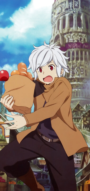 Anime Character Holding Bag — White