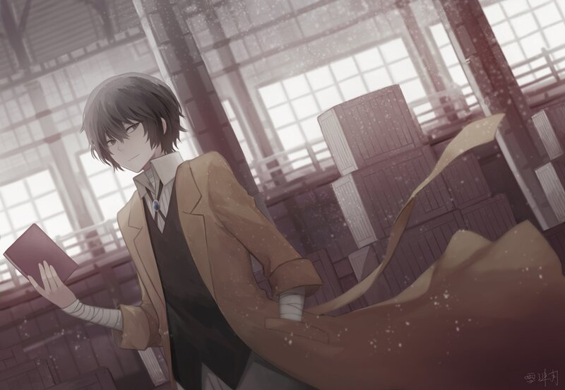 Anime Character Holding Book — Brown