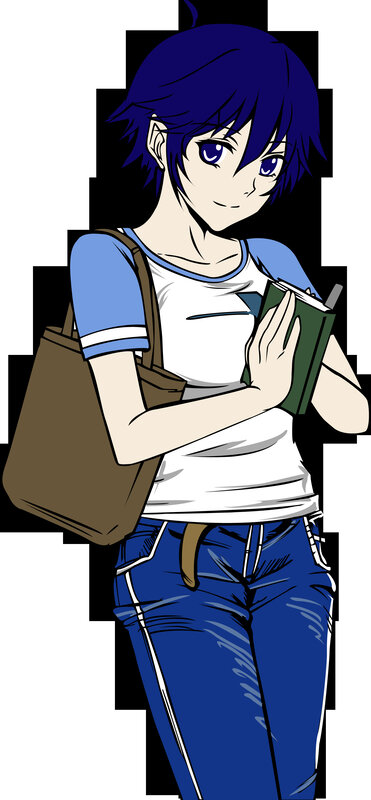 anime character holding book