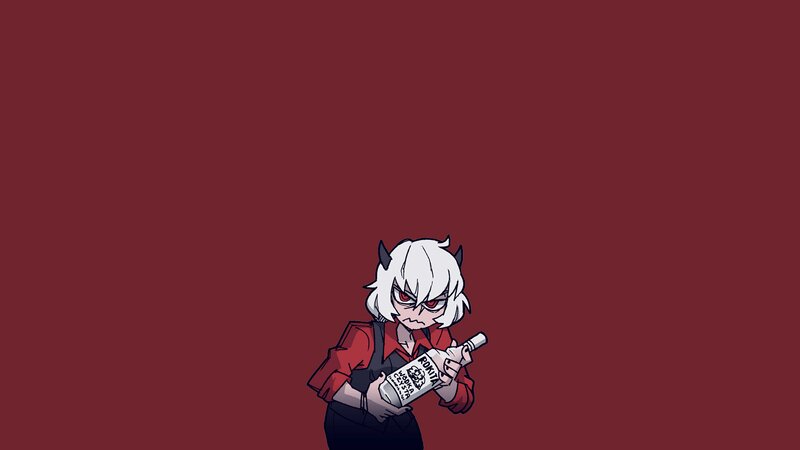 Anime Character Holding Bottle — Maroon