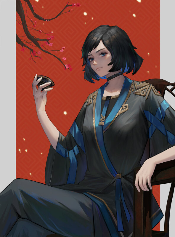 Anime Character Holding Bowl — Red