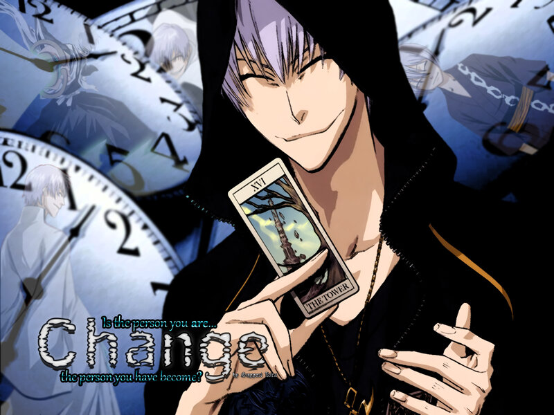 Anime Character Holding Card — Black