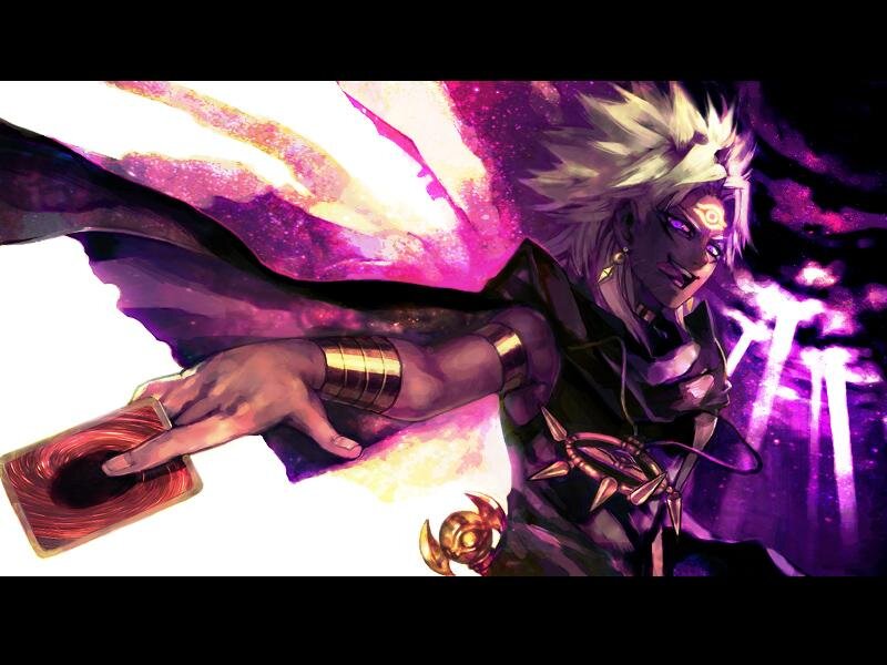 Anime Character Holding Card — Purple
