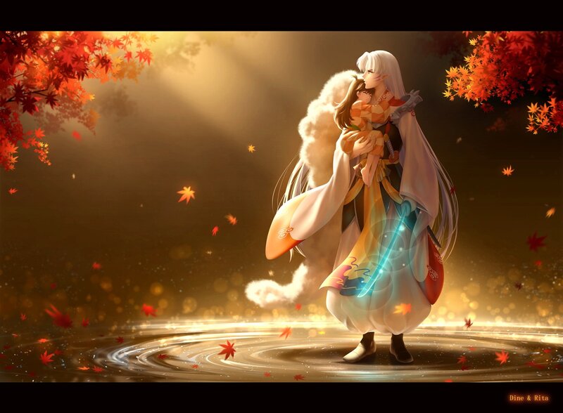 Anime Character Holding Child — Orange