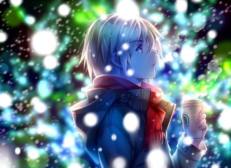 Anime Character Holding Coffee
