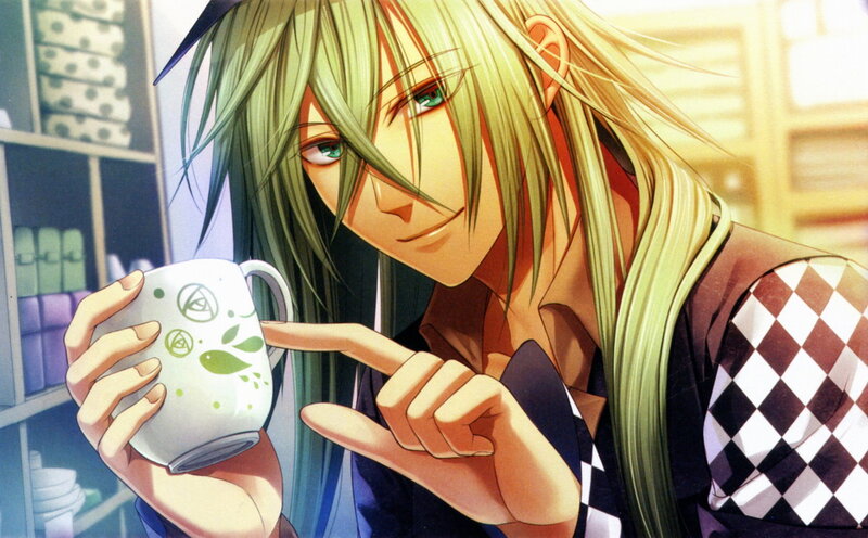 Anime Character Holding Cup — Green