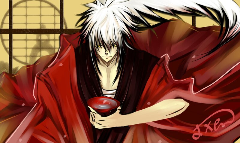 Anime Character Holding Cup — Red