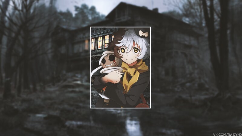 Anime Character Holding Doll — Gray
