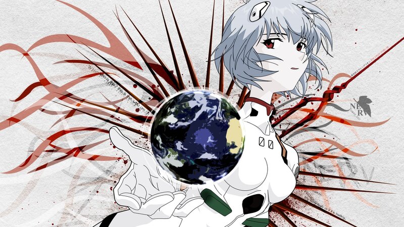 Anime Character Holding Earth — White, Dramatic