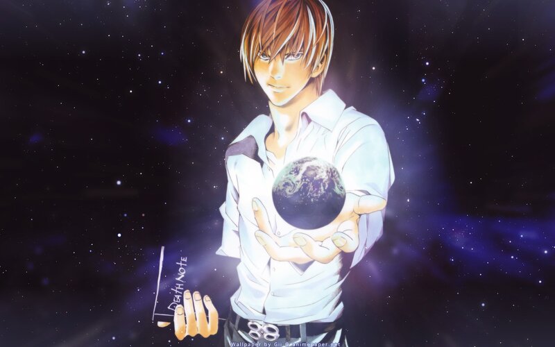 Anime Character Holding Earth — White