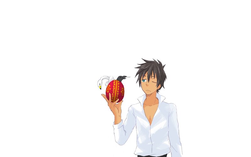 anime character holding egg