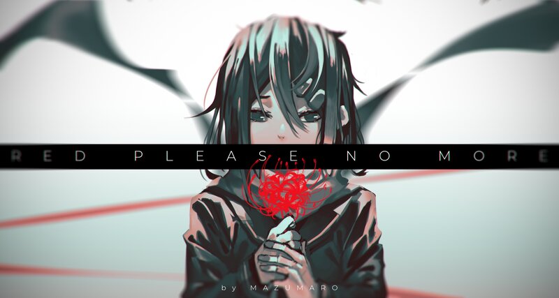 Anime Character Holding Flower — Black, Dramatic, Digital Art