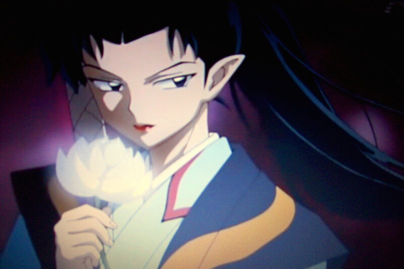Anime Character Holding Flower — Black