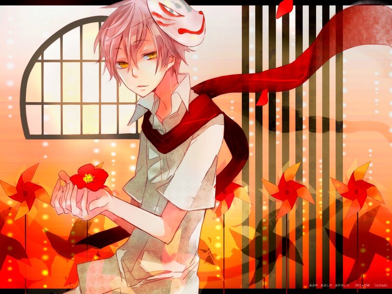 Anime Character Holding Flower — Red, Dramatic