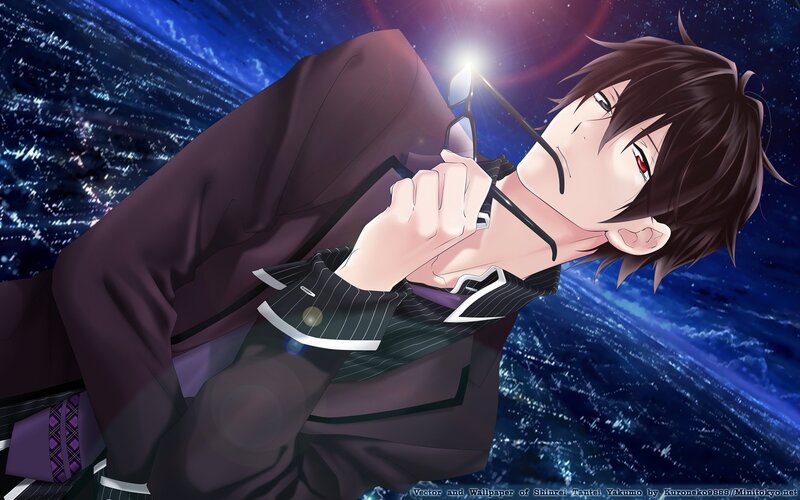 Anime Character Holding Glasses — Blue