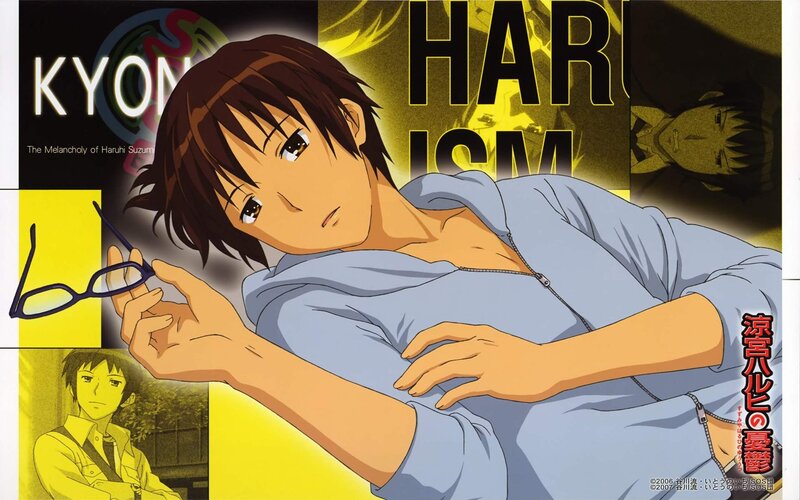 Anime Character Holding Glasses — Yellow