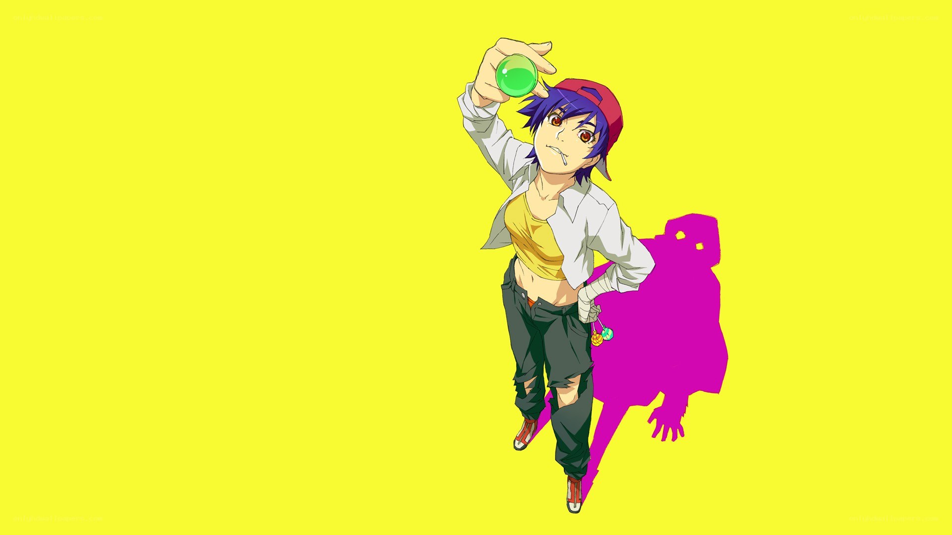 anime character holding green orb