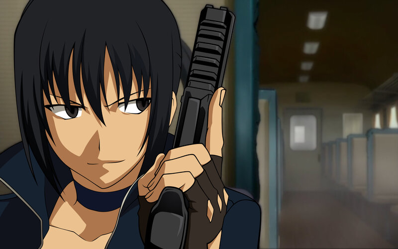 anime character holding gun