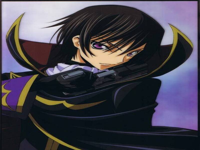 Anime Character Holding Gun — Black, Dramatic, Cloak