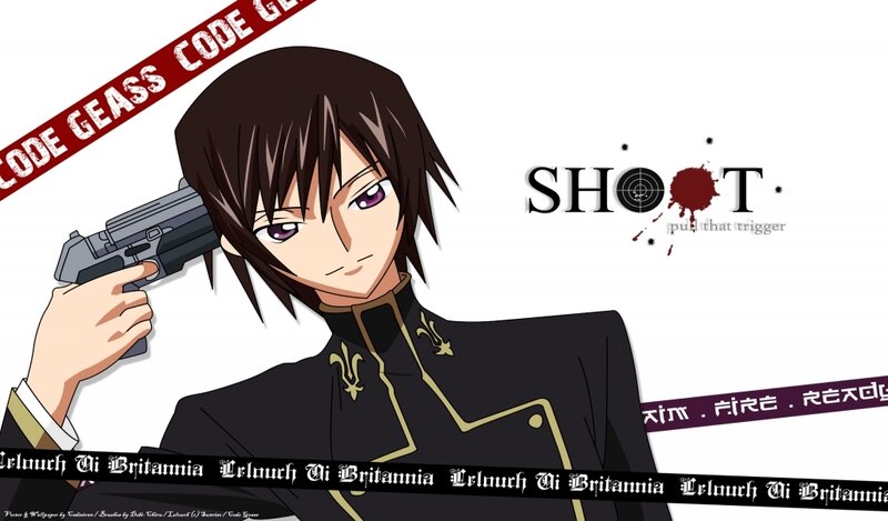Anime Character Holding Gun — Black, Dramatic