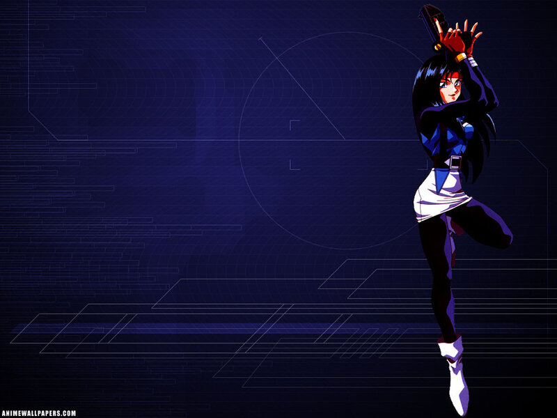 Anime Character Holding Gun — Blue, Dramatic, Skirt