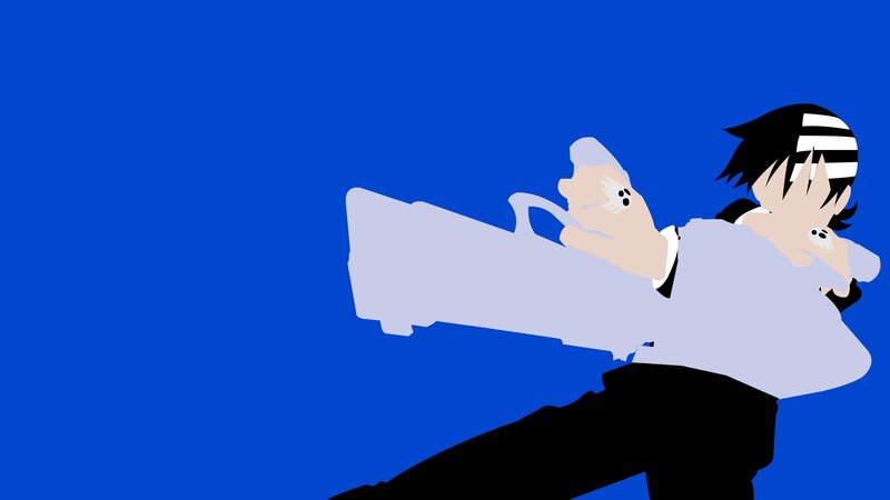 Anime Character Holding Gun — Blue, Dramatic