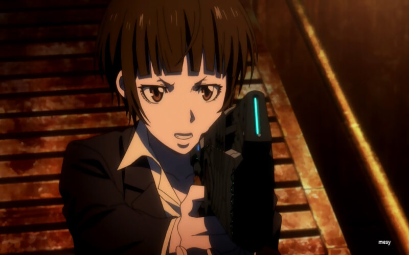 Anime Character Holding Gun — Brown, Dramatic