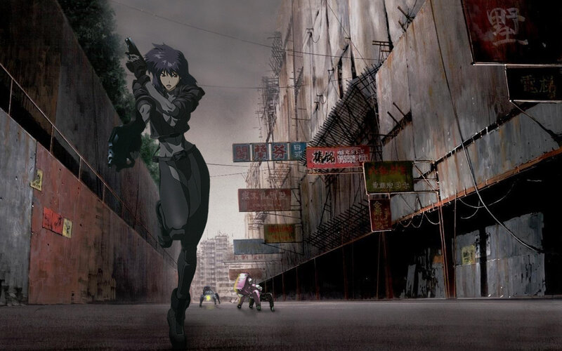 Anime Character Holding Gun — Gray, Dramatic, Robot