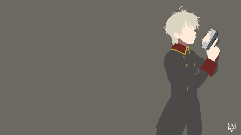 Anime Character Holding Gun — Gray, Serious
