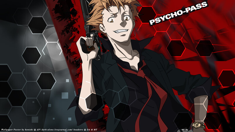 Anime Character Holding Gun — Red, Dramatic, Hexagon Pattern