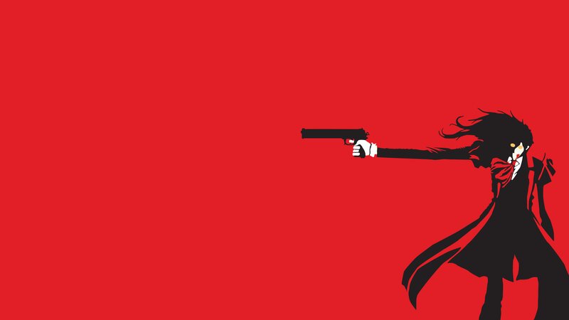 Anime Character Holding Gun — Red, Dramatic, Manga, Coat